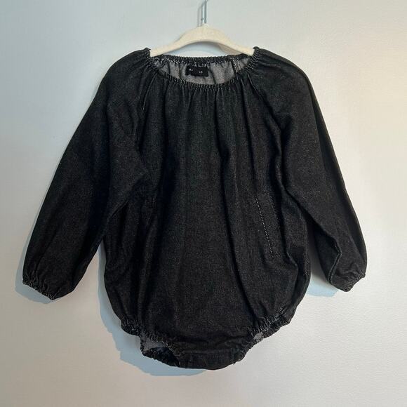 Bamboo Long Sleeve Black Denim Bubble Romper – Toddler Girl Size 2 - Picture 1 of 7